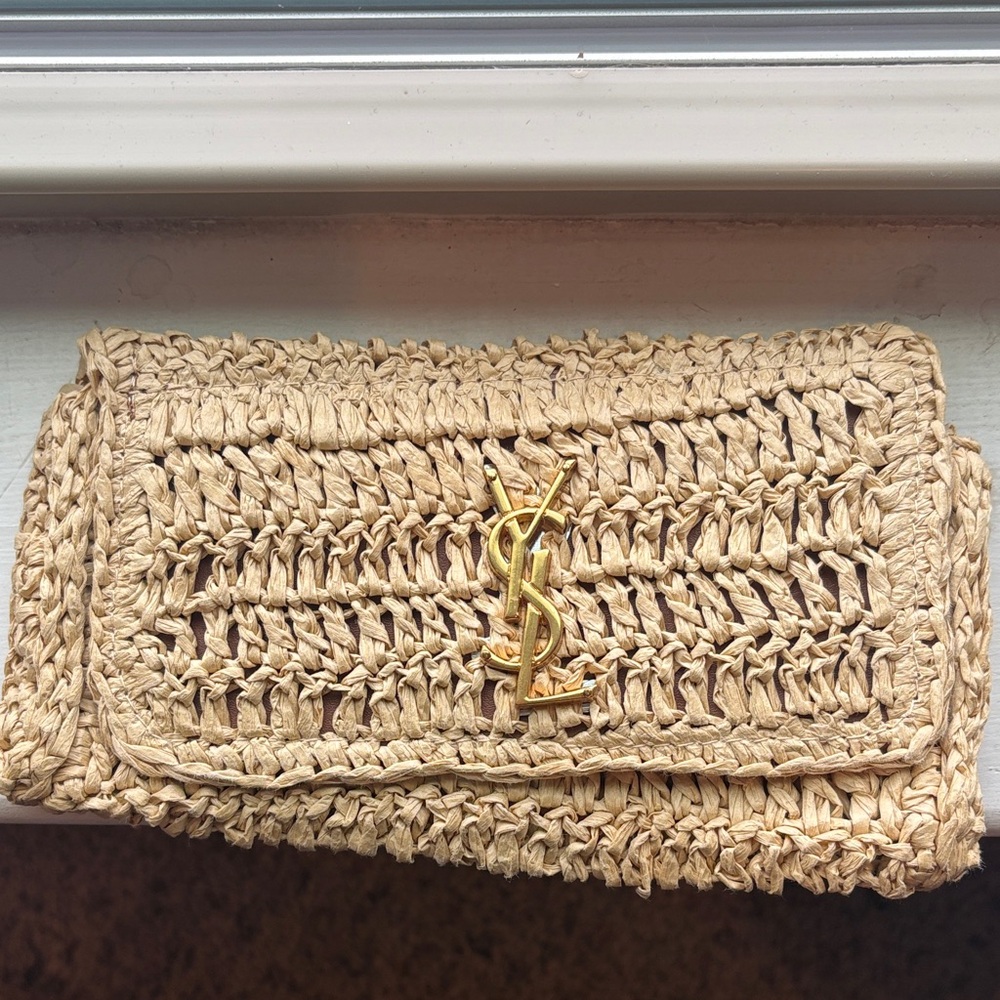 Yves Saint Laurent Beige Woven Clutch